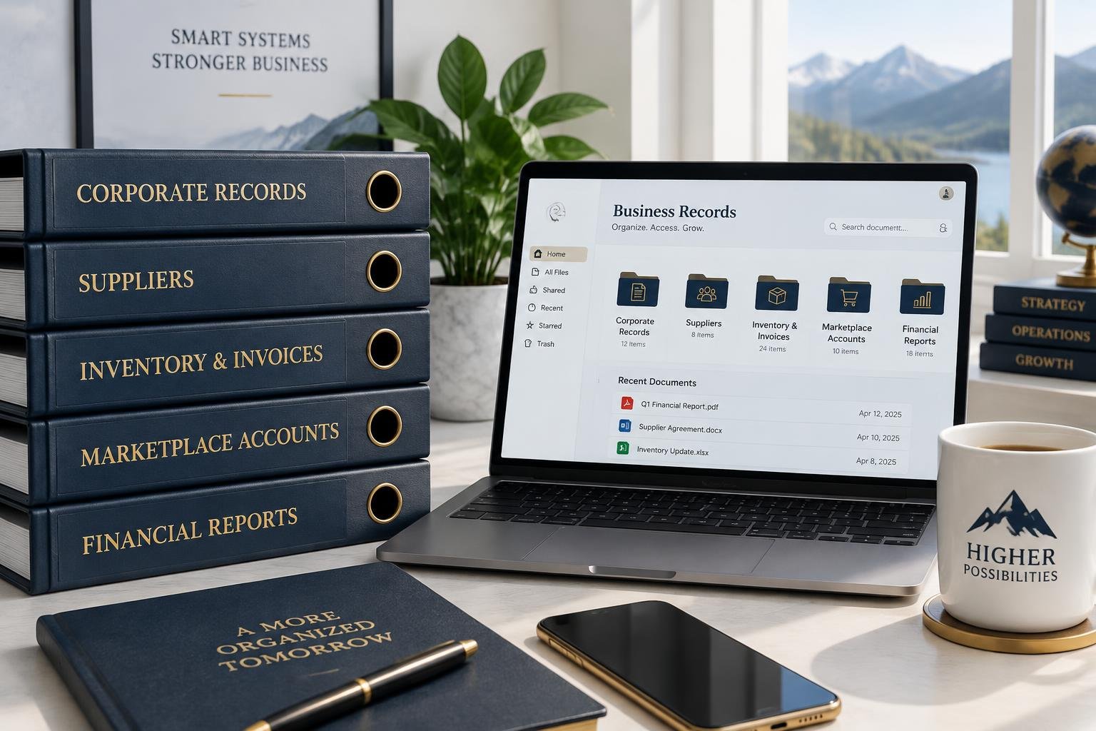 Organized corporate records and business documentation